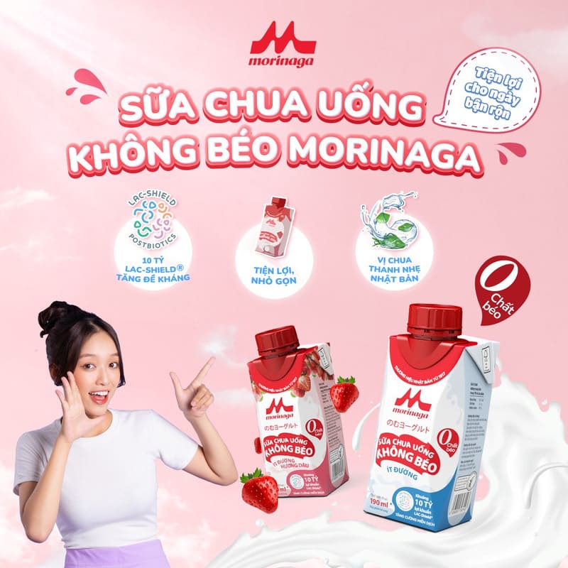 Sữa chua không béo ít đường Morinaga hương dâu mang đến trải nghiệm vị giác mới lạ