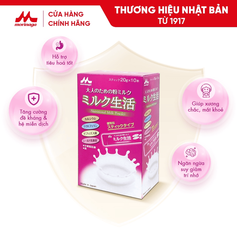 Sữa bột dinh dưỡng Morinaga là loại sữa dành cho người trưởng thành đầu tiên trên thế giới được nghiên cứu và bổ sung Lactoferrin