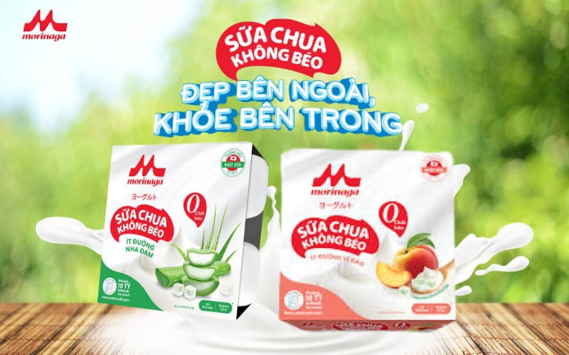 Sữa chua không béo ít đường Morinaga sử dụng công nghệ lên men tự nhiên theo tiêu chuẩn Nhật Bản