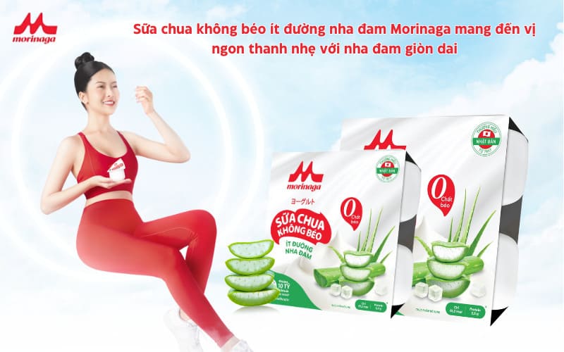 Sữa chua không béo ít đường nha đam Morinaga mang đến vị ngon thanh nhẹ với nha đam giòn dai