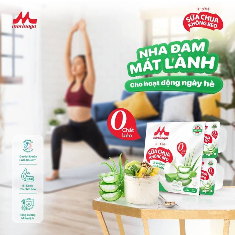 Sữa chua không béo ít đường nha đam Morinaga thích hợp cho cả gia đình
