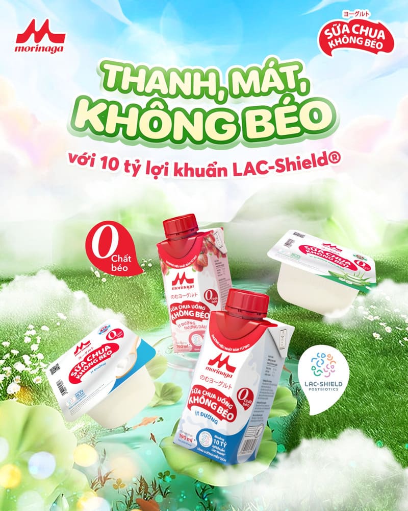 Sữa chua uống không béo Morinaga được bổ sung LAC-Shield® ~ 10 tỷ lợi khuẩn