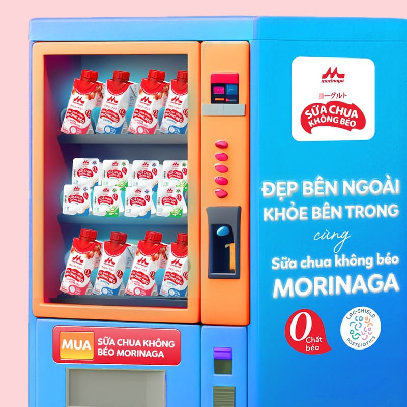 Sản phẩm Sữa chua uống không béo ít đường Morinaga được bán tại nhiều siêu thị và tạp hóa toàn quốc