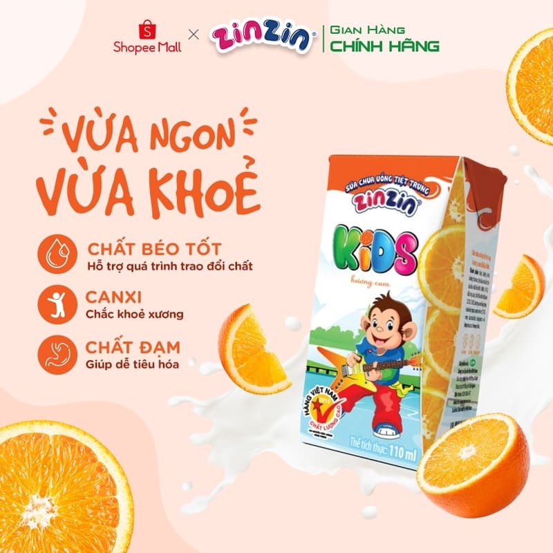 Sữa chua uống Zinzin Kids 110ml là nguồn cung cấp năng lượng lý tưởng cho trẻ