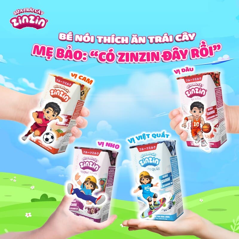 ZinZin mang đến 4 hương vị tự nhiên và đa dạng để bé tha hồ lựa chọn