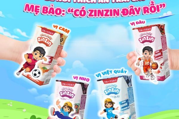 Thức uống sữa trái cây Zinzin 180ml giàu dinh dưỡng