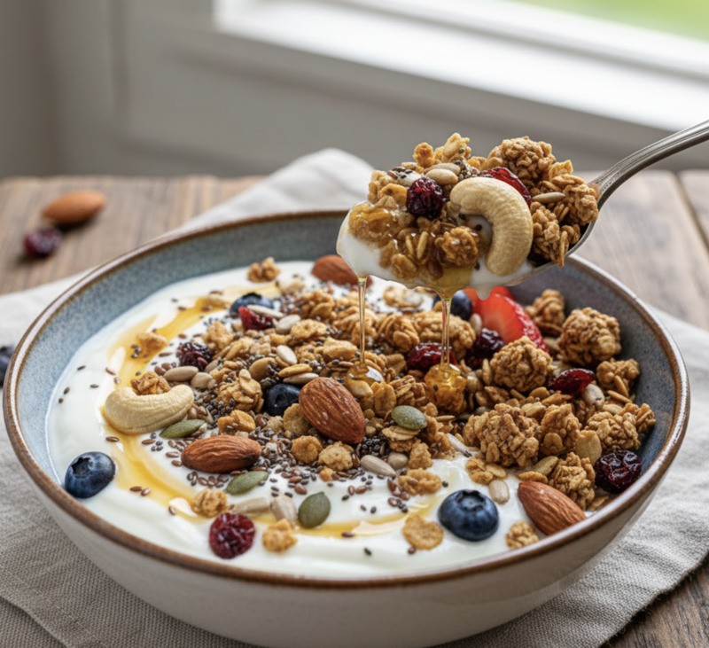 Ăn sáng bằng sữa chua và hạt ngũ cốc giúp tăng cường sức khỏe đường ruột hiệu quả