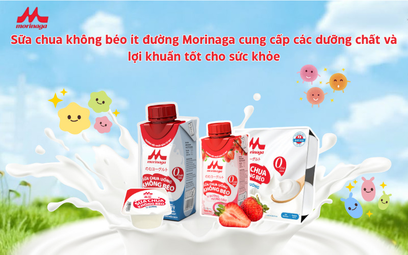 Sữa chua không béo ít đường Morinaga cung cấp các dưỡng chất và lợi khuẩn tốt cho sức khỏe