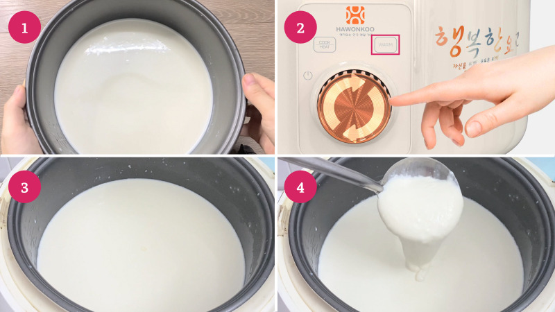 Chọn chế độ “Sữa chua/Yogurt” trên nồi cơm điện, nhấn “Bắt đầu” để bắt đầu quá trình ủ
