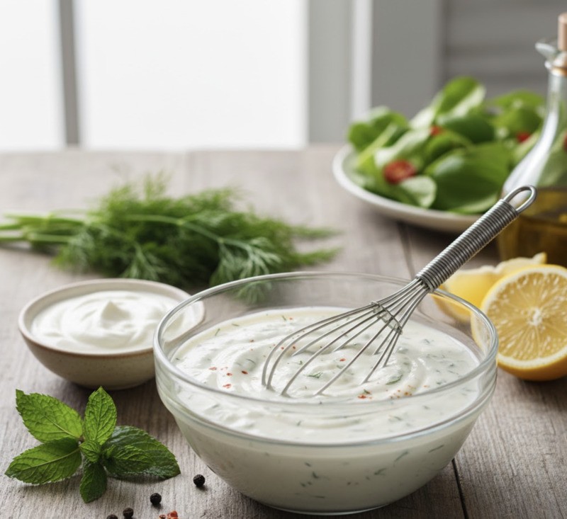 Sử dụng sữa chua không béo ít đường Morinaga để làm xốt salad sữa chua