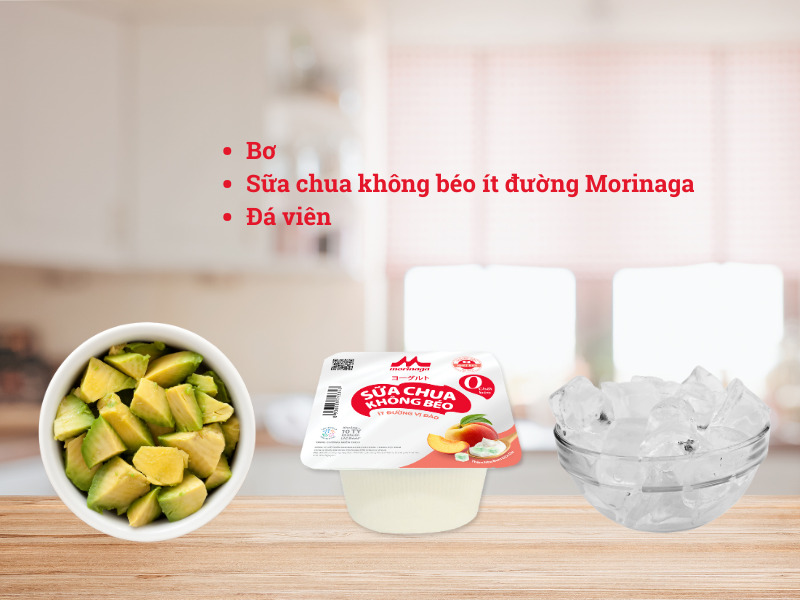 Bạn cần chuẩn bị bơ chín, sữa chua và đá viên