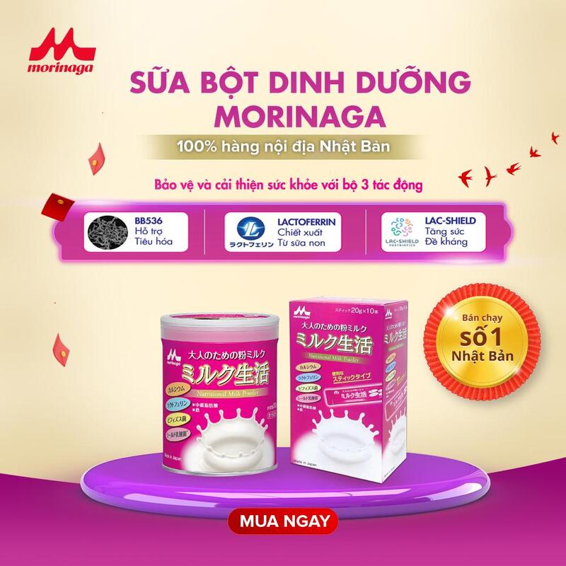 Sữa bột dinh dưỡng Morinaga giàu lợi khuẩn BB536 hỗ trợ tiêu hoá
