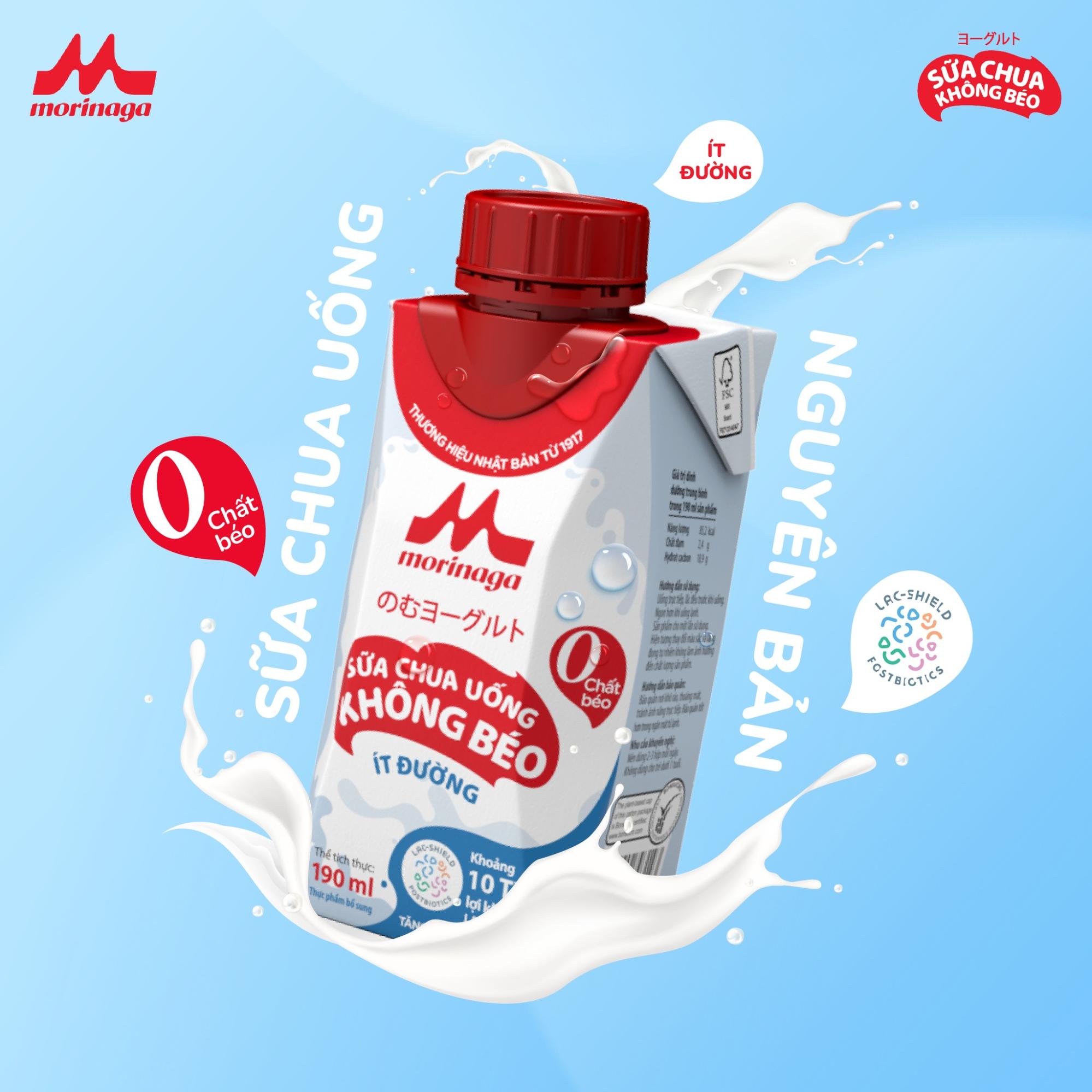 Sữa chua uống Morinaga được sản xuất theo công nghệ Nhật Bản, chứa khoảng 10 tỷ LAC-Shield®