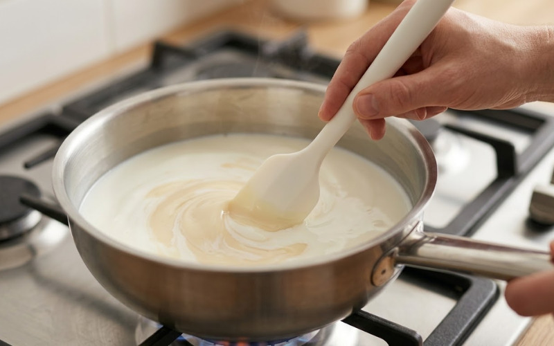 Làm nóng và hoà quyện sữa