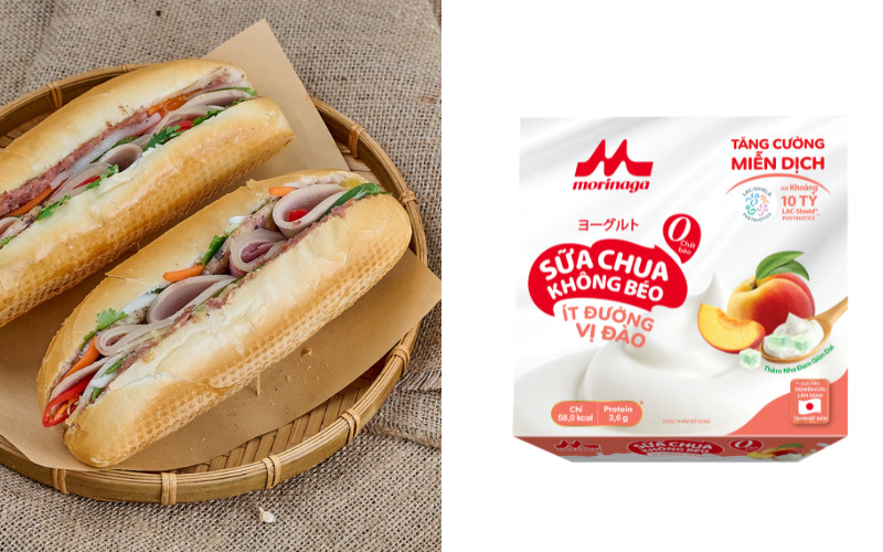 Bánh mì trứng ốp la rau dưa đầy đủ