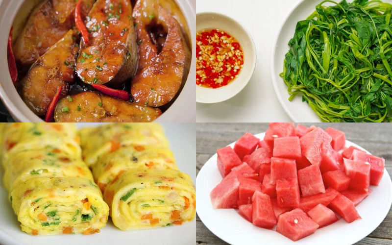 Bữa tối ngon miệng với cá kho cùng canh chua rau muống