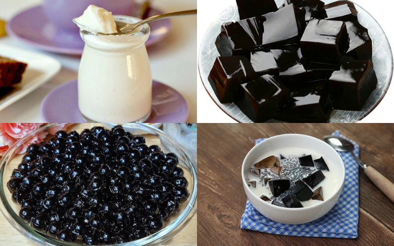 Sữa chua đánh đá topping trân châu thạch đen hấp dẫn