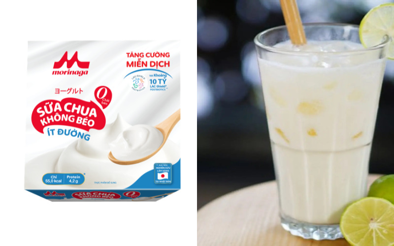 Sữa chua đánh đá làm từ sữa chua không béo Morinaga mịn mát ít calo phù hợp người ăn kiêng và lối sống healthy
