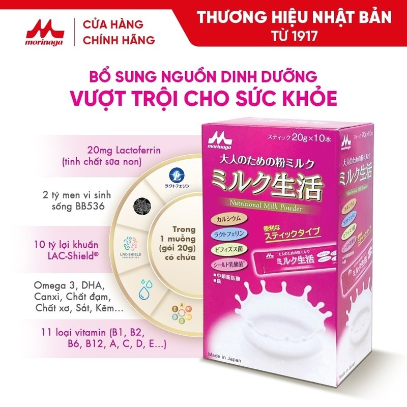 Sữa dinh dưỡng Morinaga tăng miễn dịch, tốt cho sức khỏe người trưởng thành Người trưởng thành có cần uống sữa không