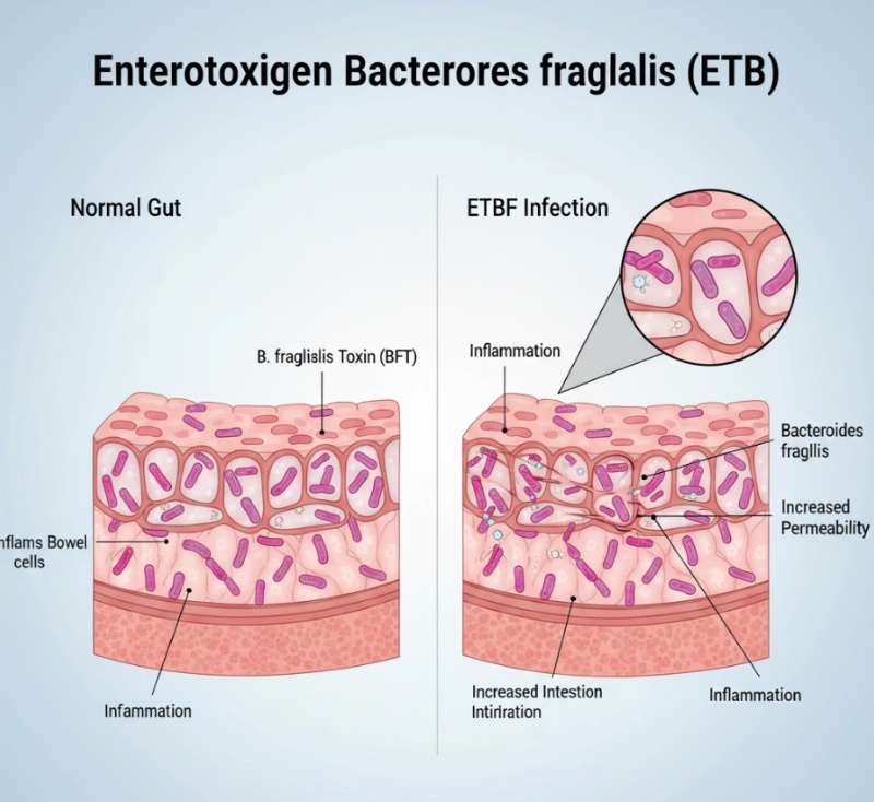 ETBF là vi khuẩn có hại trong đường ruột, gây tiêu chảy, viêm đại tràng