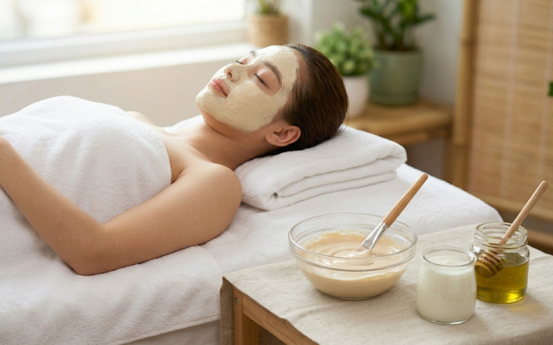 Đắp mặt nạ bằng sữa chua dầu oliu Đắp mặt nạ bằng sữa chua dầu oliu