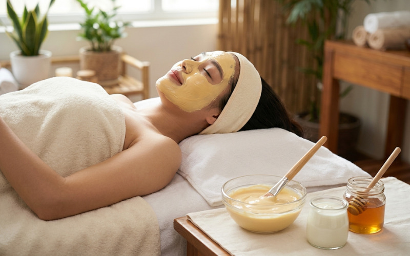 Đắp mặt nạ bằng sữa chua mật ong Đắp mặt nạ bằng sữa chua mật ong