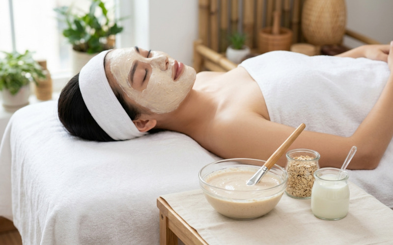 Đắp mặt nạ bằng sữa chua yến mạch Đắp mặt nạ bằng sữa chua yến mạch