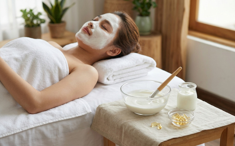 Đắp mặt nạ bằng sữa chua vitamin E Đắp mặt nạ bằng sữa chua vitamin E