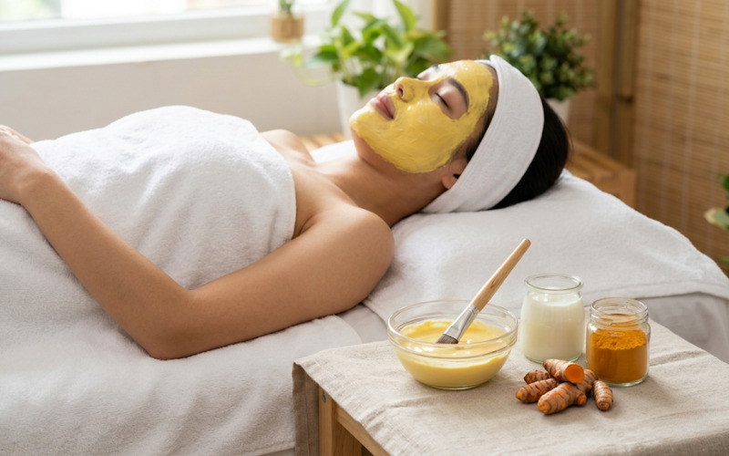 Đắp mặt nạ bằng sữa chua tinh bột nghệ Đắp mặt nạ bằng sữa chua tinh bột nghệ