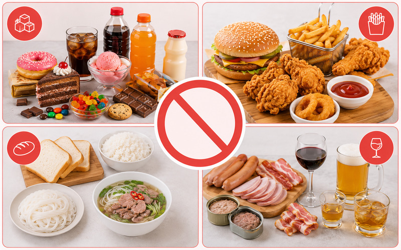 Nhóm thực phẩm cần hạn chế khi thực hiện 7 ngày ăn kiêng